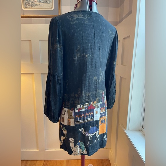 FARM Rio Black Dress with Multicolor City Print Size Small - Picture 2 of 9